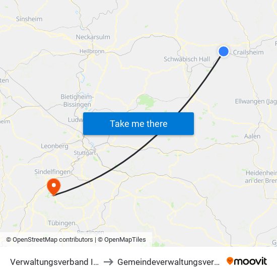 Verwaltungsverband Ilshofen-Vellberg to Gemeindeverwaltungsverband Holzgerlingen map