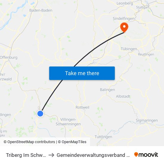 Triberg Im Schwarzwald to Gemeindeverwaltungsverband Holzgerlingen map