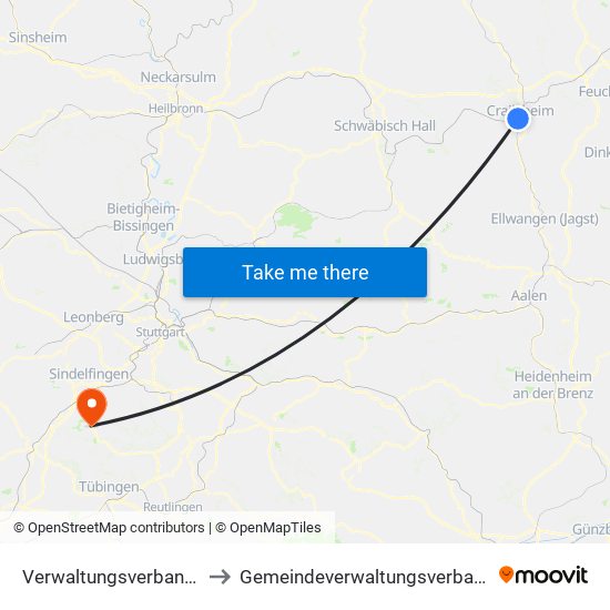 Verwaltungsverband Crailsheim to Gemeindeverwaltungsverband Holzgerlingen map