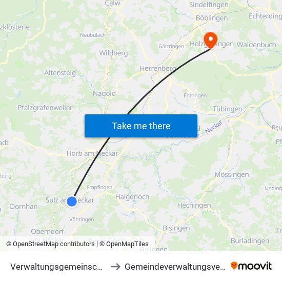 Verwaltungsgemeinschaft Sulz am Neckar to Gemeindeverwaltungsverband Holzgerlingen map