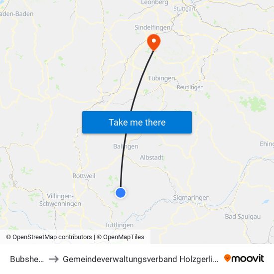 Bubsheim to Gemeindeverwaltungsverband Holzgerlingen map