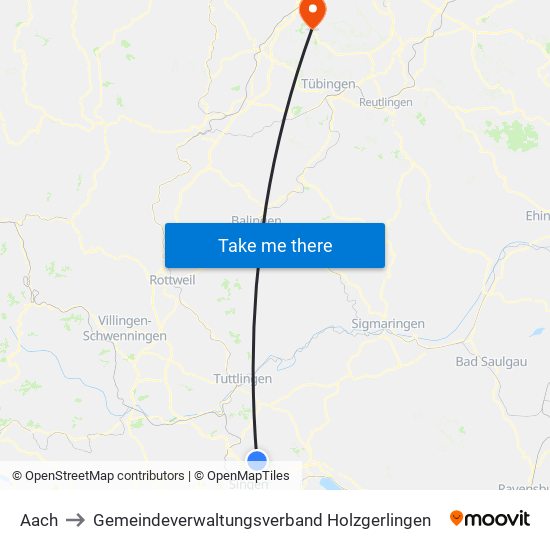 Aach to Gemeindeverwaltungsverband Holzgerlingen map