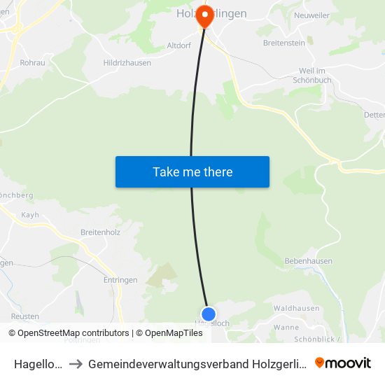 Hagelloch to Gemeindeverwaltungsverband Holzgerlingen map