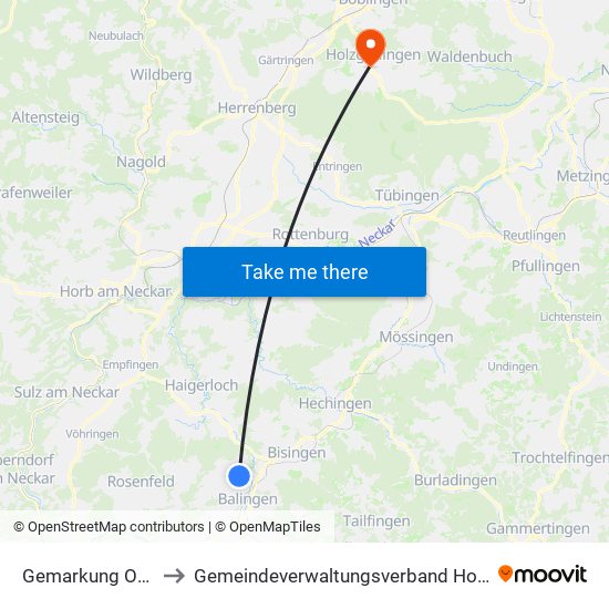 Gemarkung Ostdorf to Gemeindeverwaltungsverband Holzgerlingen map