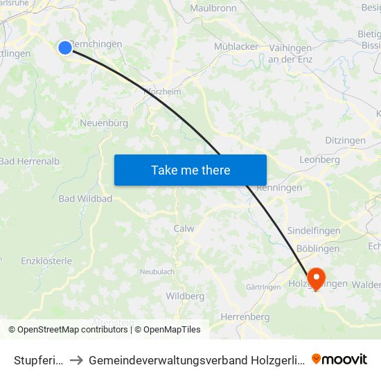 Stupferich to Gemeindeverwaltungsverband Holzgerlingen map