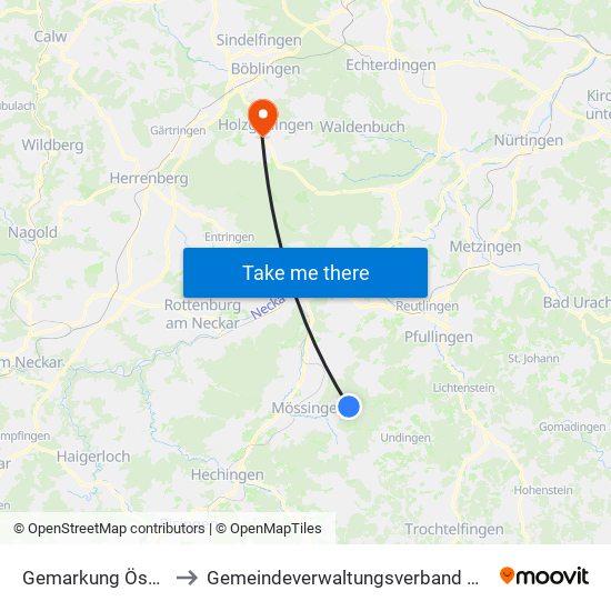 Gemarkung Öschingen to Gemeindeverwaltungsverband Holzgerlingen map