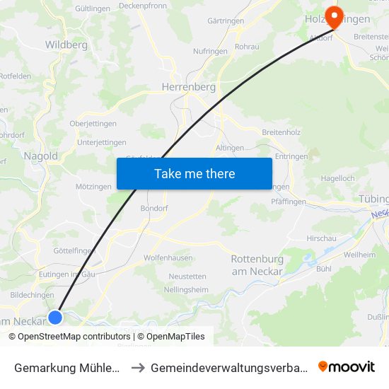 Gemarkung Mühlen am Neckar to Gemeindeverwaltungsverband Holzgerlingen map