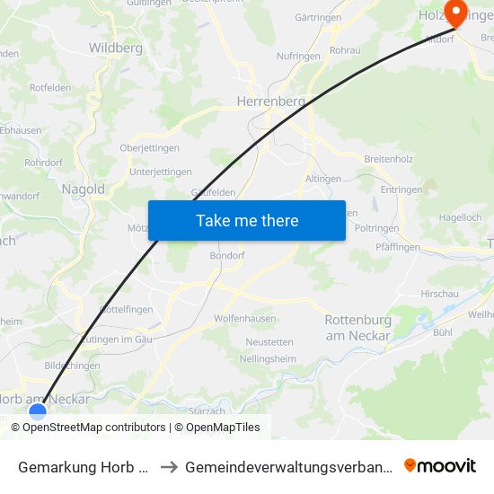 Gemarkung Horb am Neckar to Gemeindeverwaltungsverband Holzgerlingen map