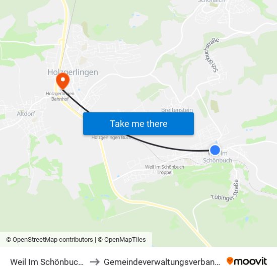 Weil Im Schönbuch (Kernort) to Gemeindeverwaltungsverband Holzgerlingen map