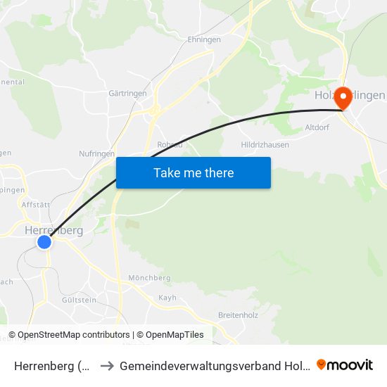 Herrenberg (Stadt) to Gemeindeverwaltungsverband Holzgerlingen map