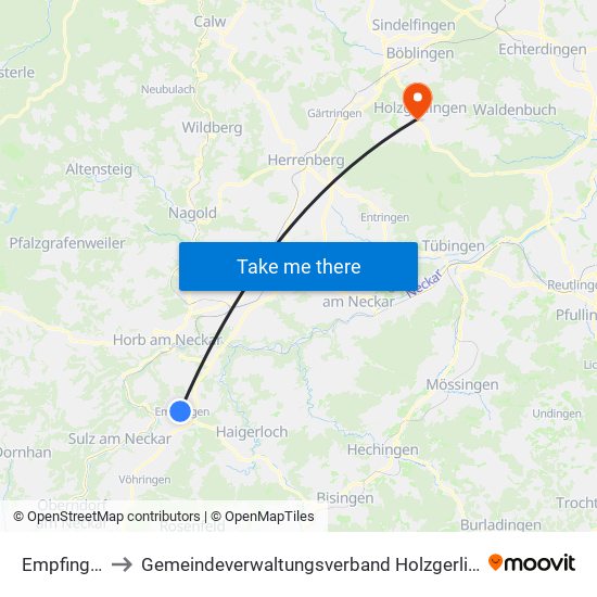 Empfingen to Gemeindeverwaltungsverband Holzgerlingen map