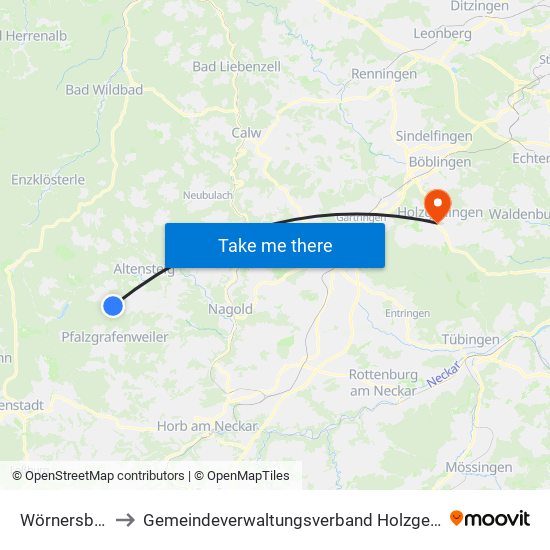 Wörnersberg to Gemeindeverwaltungsverband Holzgerlingen map