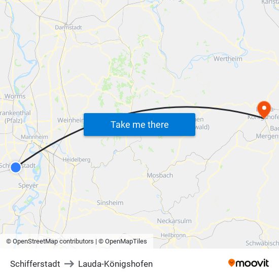 Schifferstadt to Lauda-Königshofen map