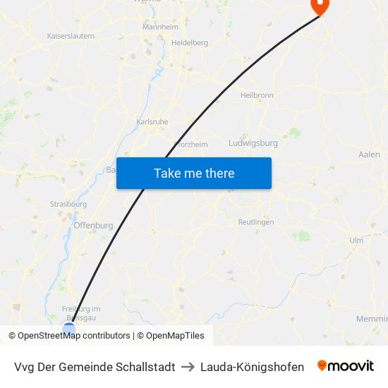 Vvg Der Gemeinde Schallstadt to Lauda-Königshofen map