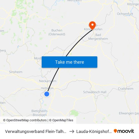 Verwaltungsverband Flein-Talheim to Lauda-Königshofen map