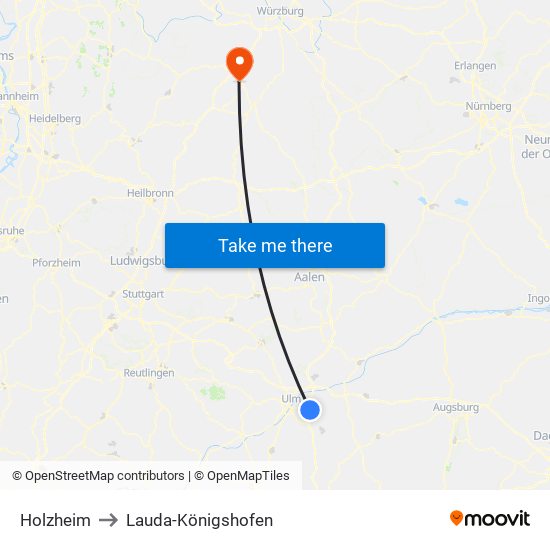 Holzheim to Lauda-Königshofen map