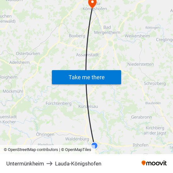 Untermünkheim to Lauda-Königshofen map