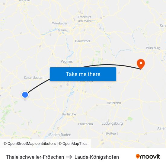 Thaleischweiler-Fröschen to Lauda-Königshofen map