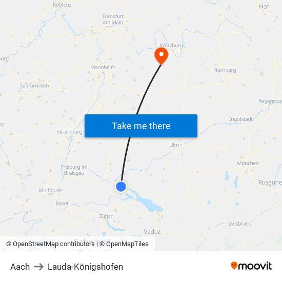 Aach to Lauda-Königshofen map