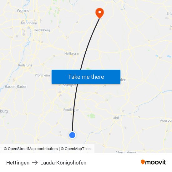 Hettingen to Lauda-Königshofen map