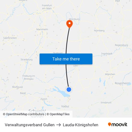 Verwaltungsverband Gullen to Lauda-Königshofen map