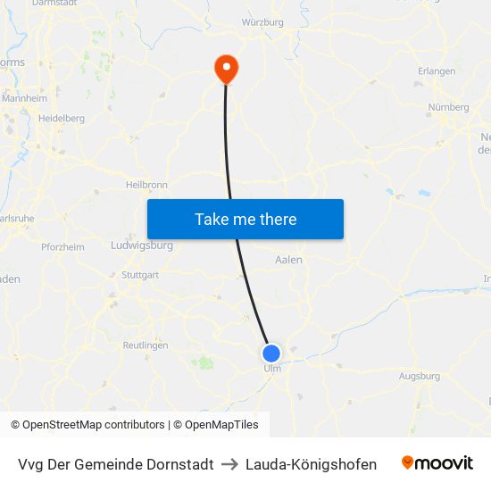 Vvg Der Gemeinde Dornstadt to Lauda-Königshofen map