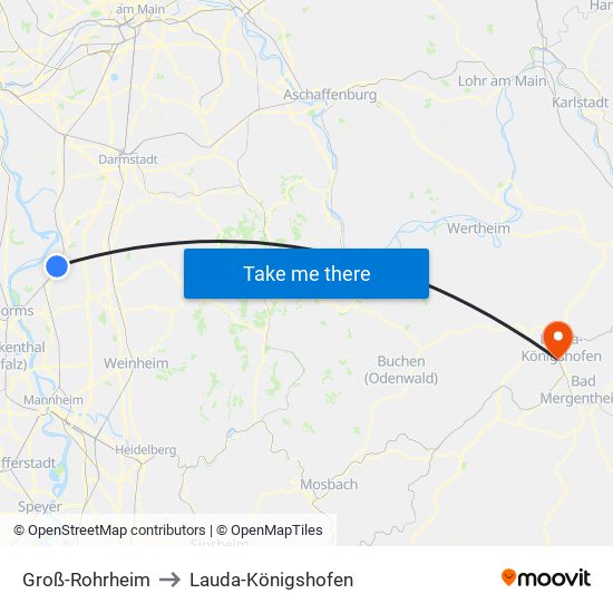Groß-Rohrheim to Lauda-Königshofen map