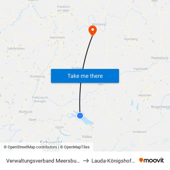 Verwaltungsverband Meersburg to Lauda-Königshofen map