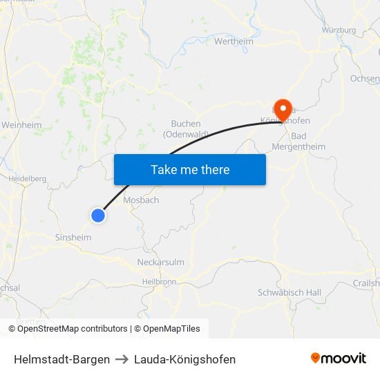 Helmstadt-Bargen to Lauda-Königshofen map