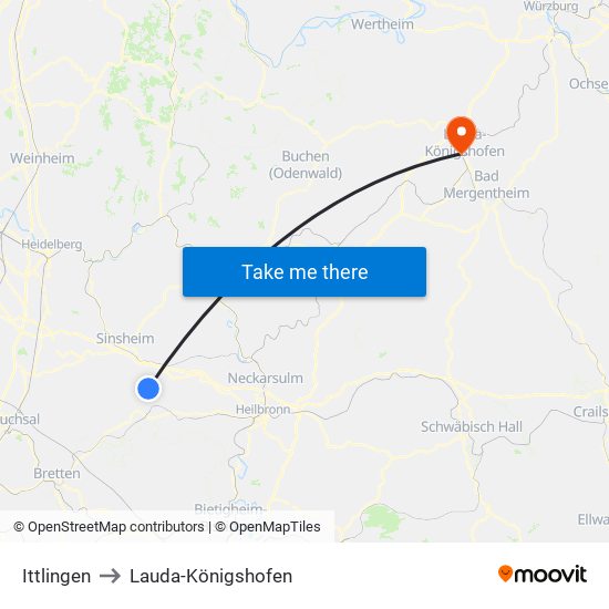 Ittlingen to Lauda-Königshofen map