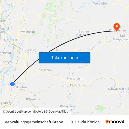 Verwaltungsgemeinschaft Graben-Neudorf to Lauda-Königshofen map