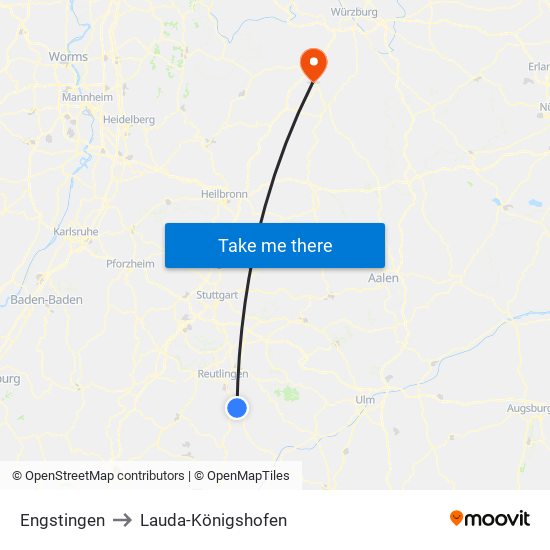 Engstingen to Lauda-Königshofen map