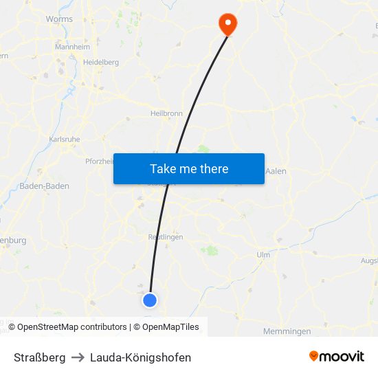 Straßberg to Lauda-Königshofen map