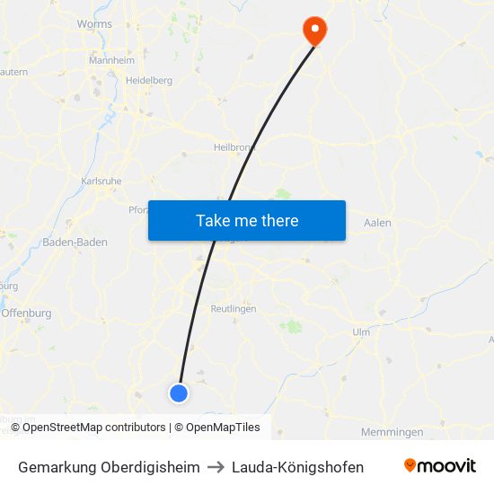 Gemarkung Oberdigisheim to Lauda-Königshofen map