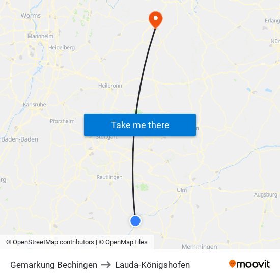 Gemarkung Bechingen to Lauda-Königshofen map