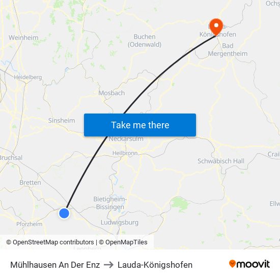 Mühlhausen An Der Enz to Lauda-Königshofen map