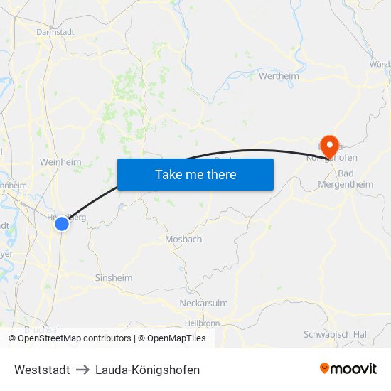 Weststadt to Lauda-Königshofen map