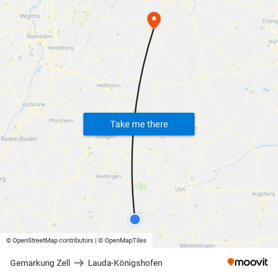 Gemarkung Zell to Lauda-Königshofen map