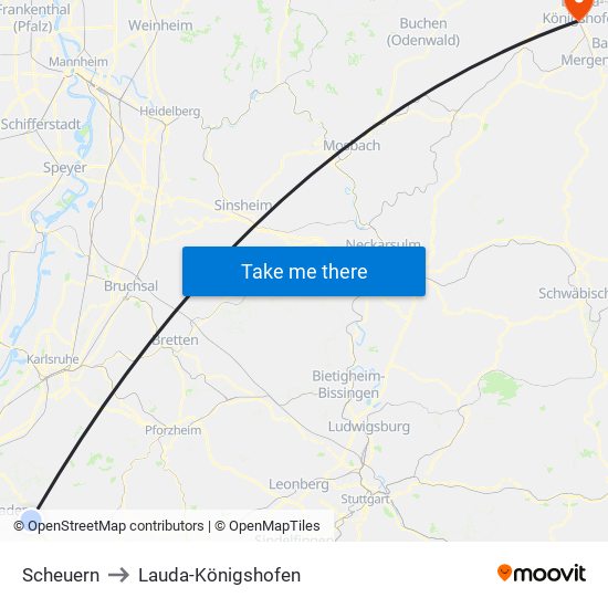 Scheuern to Lauda-Königshofen map