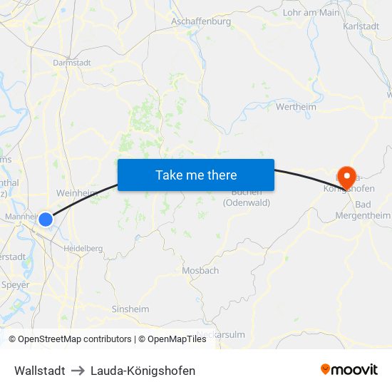 Wallstadt to Lauda-Königshofen map