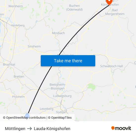 Möttlingen to Lauda-Königshofen map