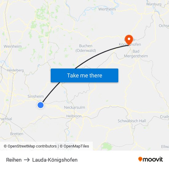 Reihen to Lauda-Königshofen map