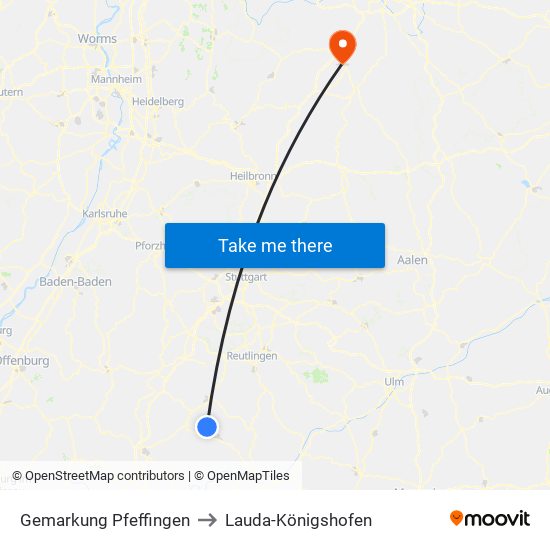 Gemarkung Pfeffingen to Lauda-Königshofen map