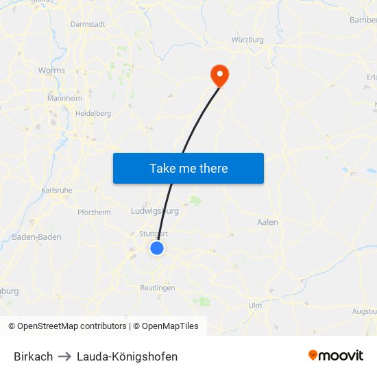 Birkach to Lauda-Königshofen map