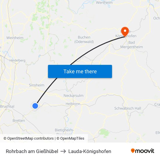 Rohrbach am Gießhübel to Lauda-Königshofen map