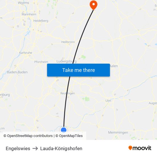Engelswies to Lauda-Königshofen map
