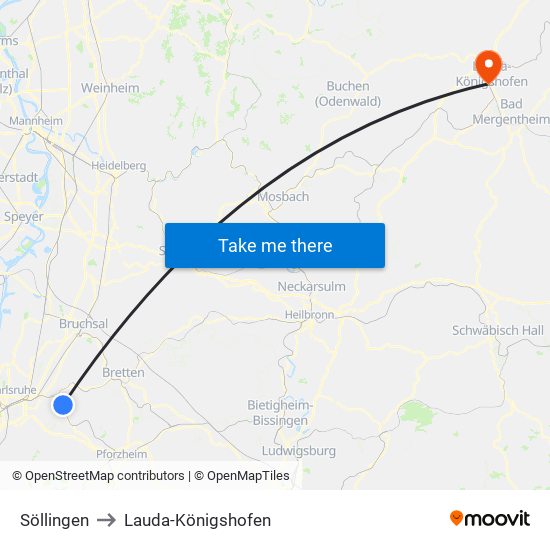 Söllingen to Lauda-Königshofen map