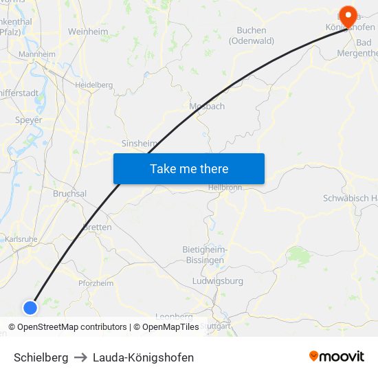 Schielberg to Lauda-Königshofen map