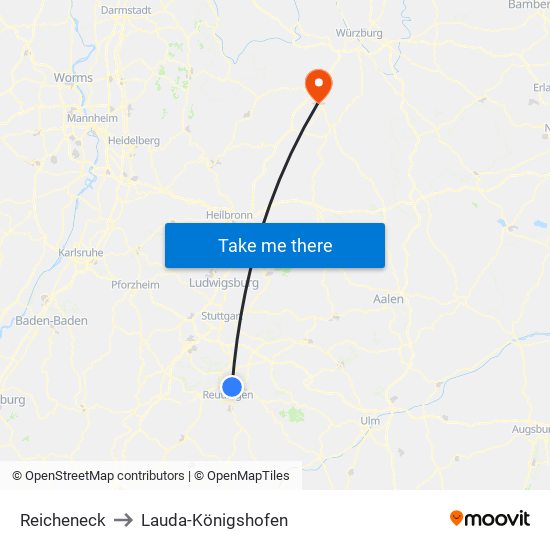 Reicheneck to Lauda-Königshofen map
