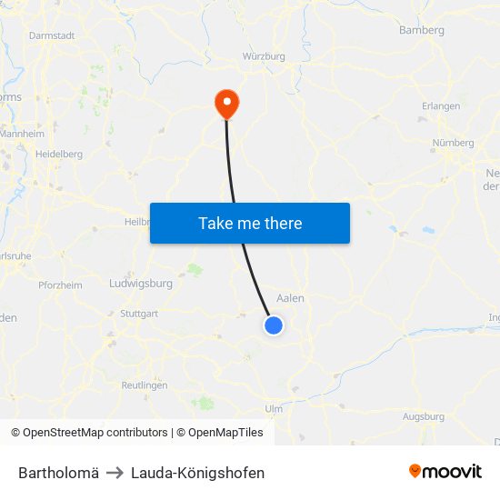 Bartholomä to Lauda-Königshofen map